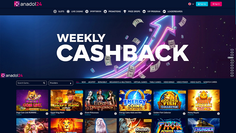 Anadol24 Casino Desktop Homepage
