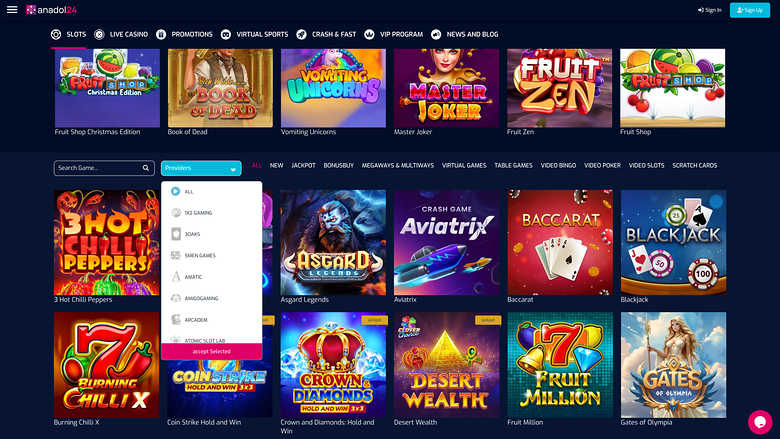 Desarrolladores de juegos de casino Anadol24