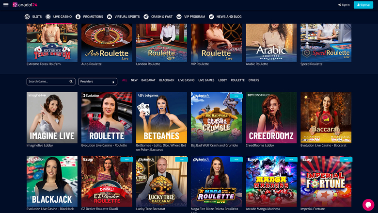 Casino Anadol24 con crupier en vivo