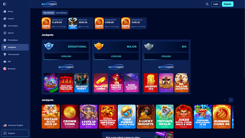 Jackpot de escritorio del casino Andromedasino