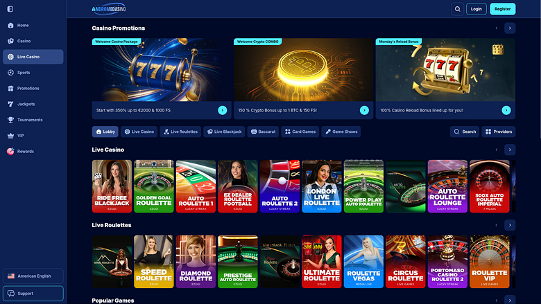 Casino Andromedasino con crupier en vivo para escritorio