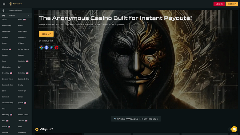 Développeurs de jeux sur ordinateur de anon Casino