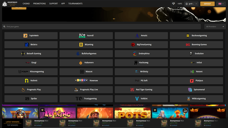 Développeurs de jeux sur ordinateur de anonymous Casino