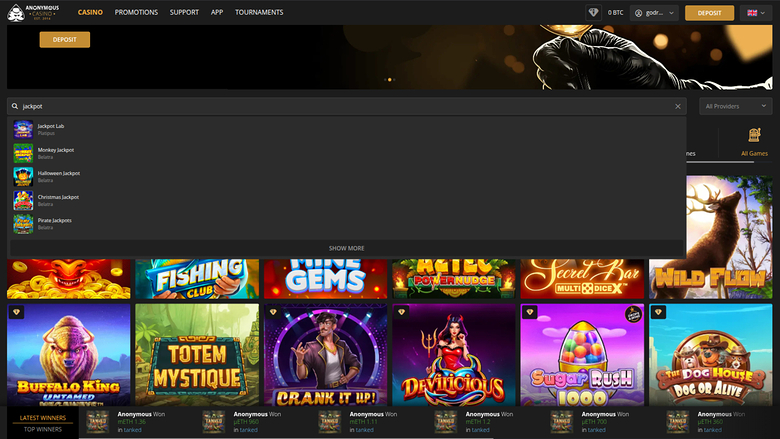 Jackpot sur ordinateur de anonymous Casino