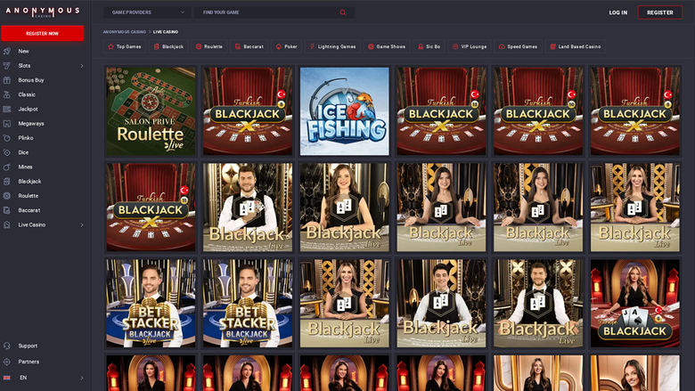 Croupier en direct sur ordinateur de anonymouscasino