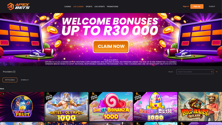 Casino ApexBets sur ordinateur avec croupier en direct