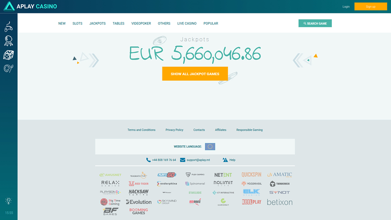 Page d'accueil de bureau de Aplay Casino