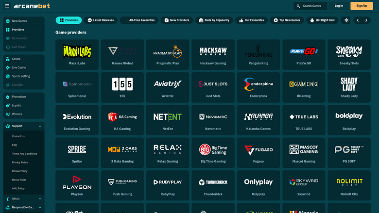 Desarrolladores de juegos de escritorio para el casino Arcanebet