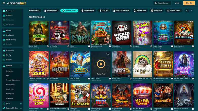 Juegos de escritorio del casino Arcanebet