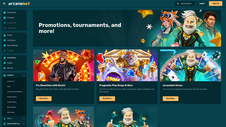 Promociones de escritorio del casino Arcanebet
