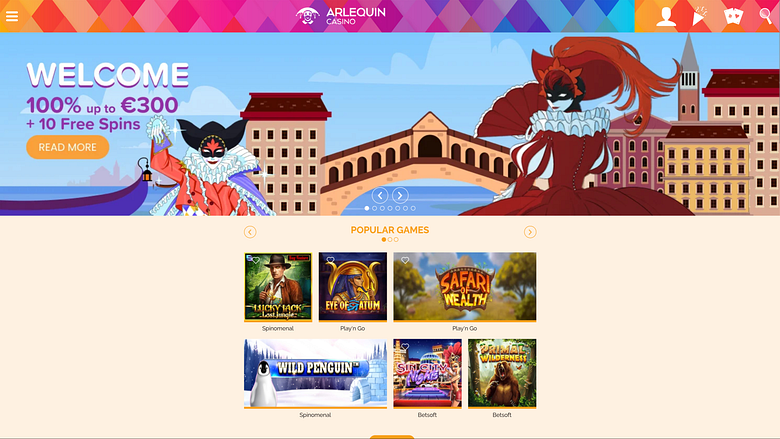 Arlequin Casino Homepage Desktop