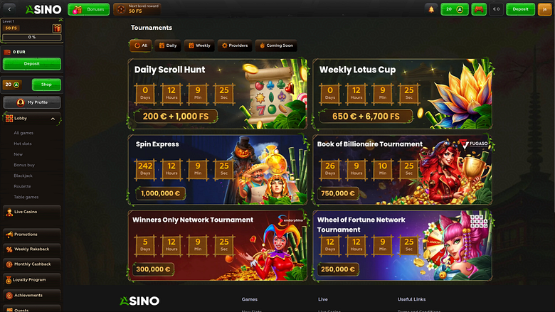 Torneos de escritorio de Asino Casino