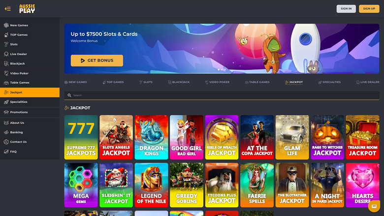 Jackpot de bureau d'Aussie Play Casino