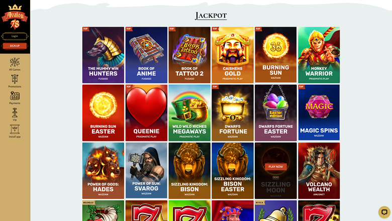 Jackpot de bureau d'Avalon78 Casino