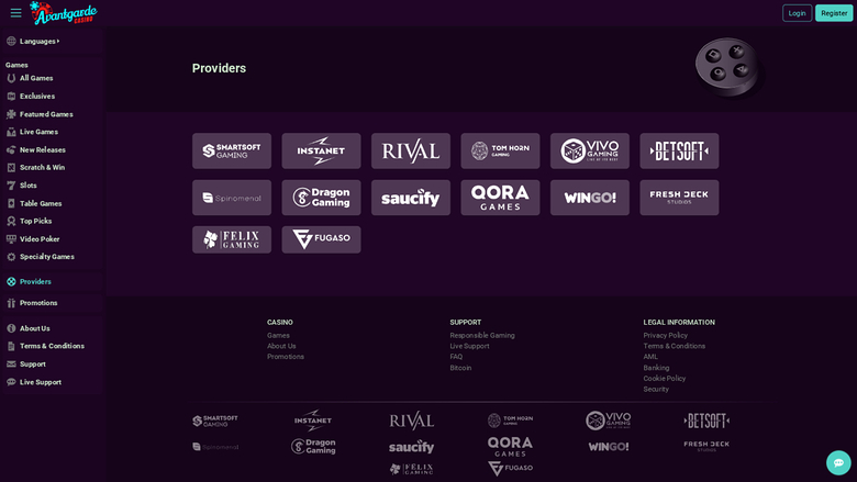 Développeurs de jeux sur bureau d'Avantgarde Casino