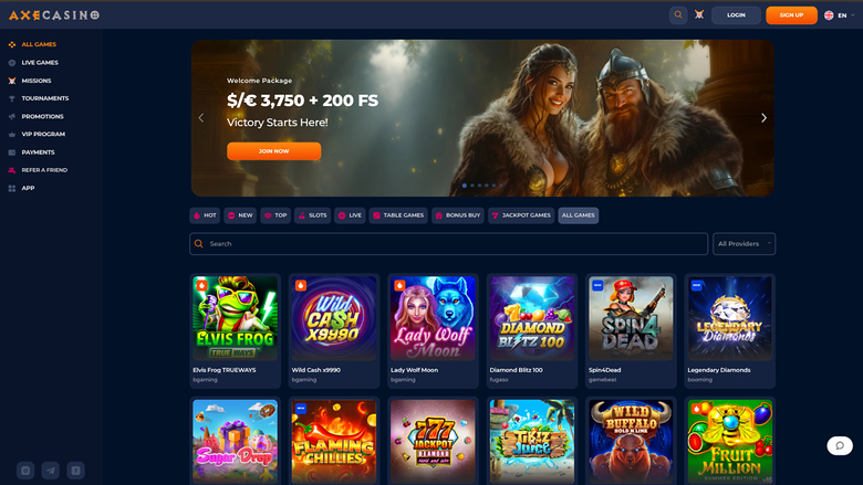 Axe Casino Desktop Games