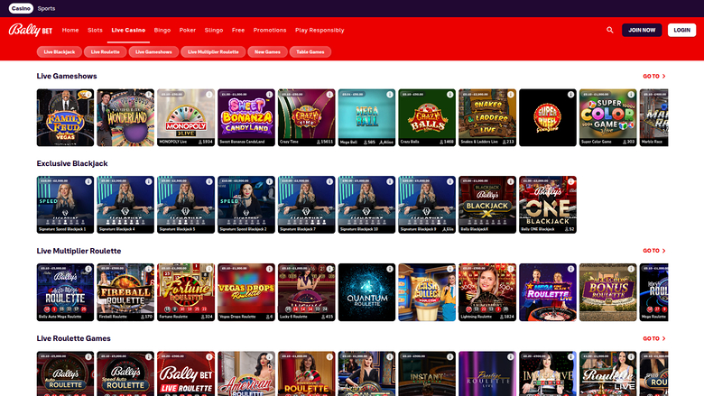 Croupier en direct sur bureau de Bally Casino