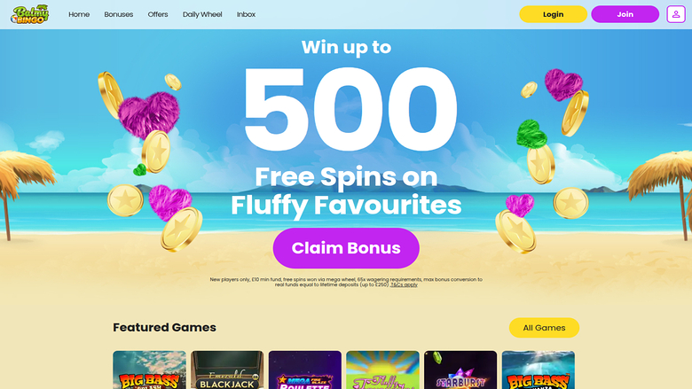 Page d'accueil de bureau de Balmy Bingo