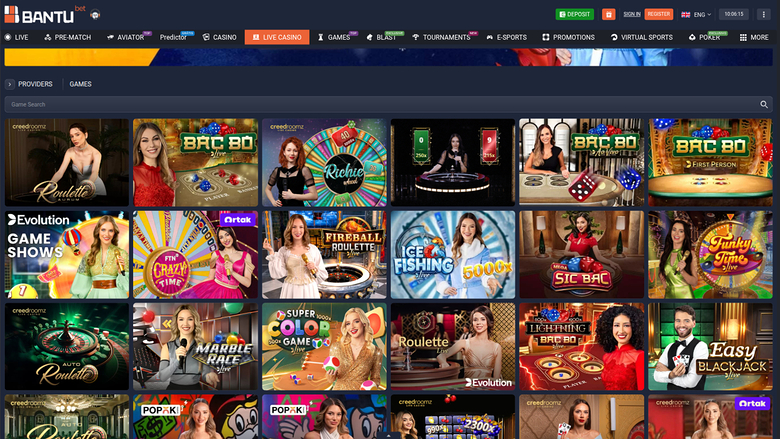 Croupier en direct de BantuBet Casino sur ordinateur