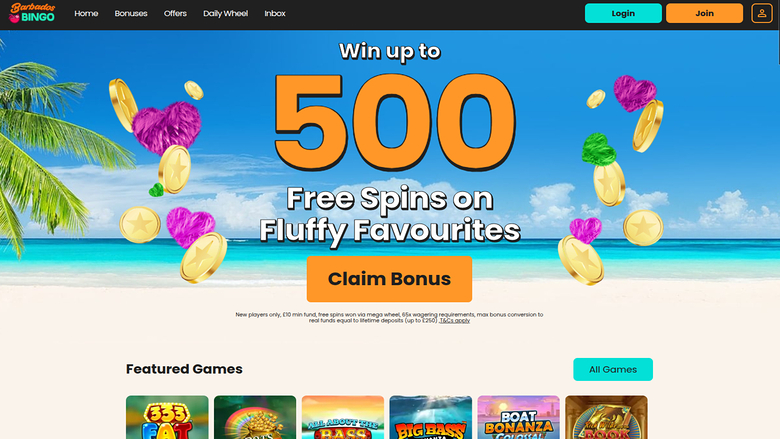 Homepage desktop di Barbados Bingo