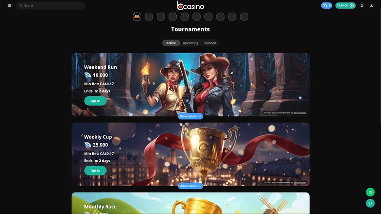 Torneos de escritorio de bCasino