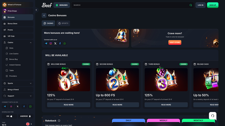 Promozioni Beef Casino Desktop