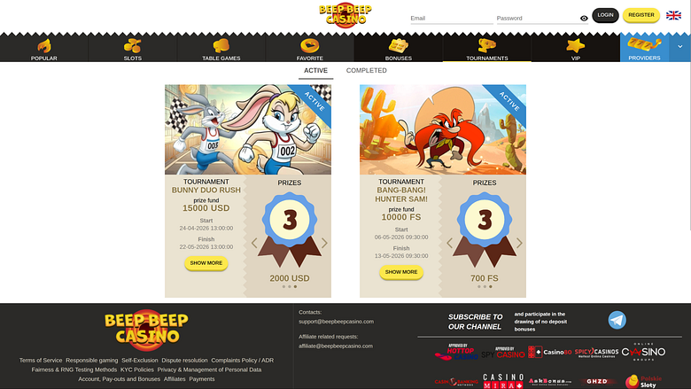 Tournois de casino Beep Beep sur ordinateur