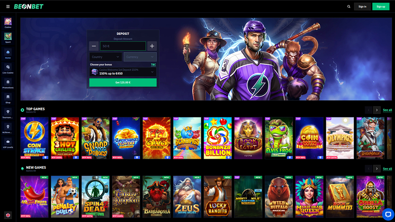 Beonbet Casino Desktop Homepage
