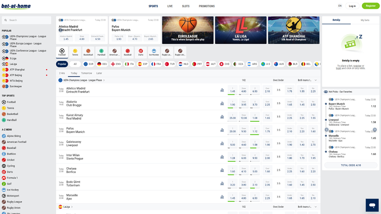 Page d’accueil de Bet-at-Home Casino sur ordinateur