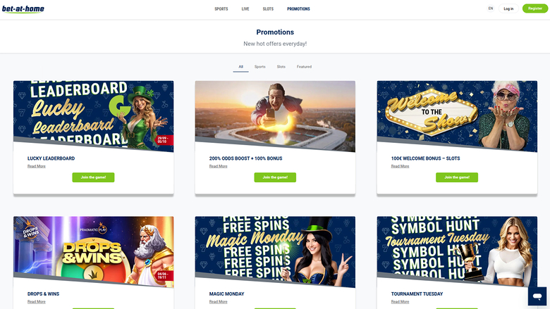 Promotions de Bet-at-Home Casino sur ordinateur