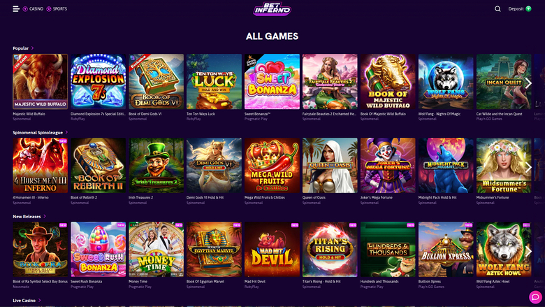 Jeux de casino Bet Inferno sur ordinateur