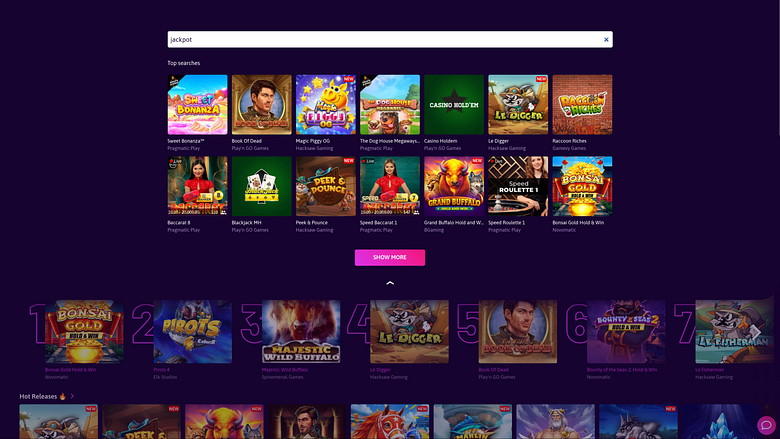 Jackpots de Bet Inferno Casino sur ordinateur