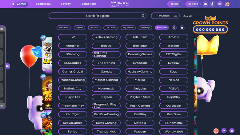 Développeurs de jeux de bureau de Bet It All Casino