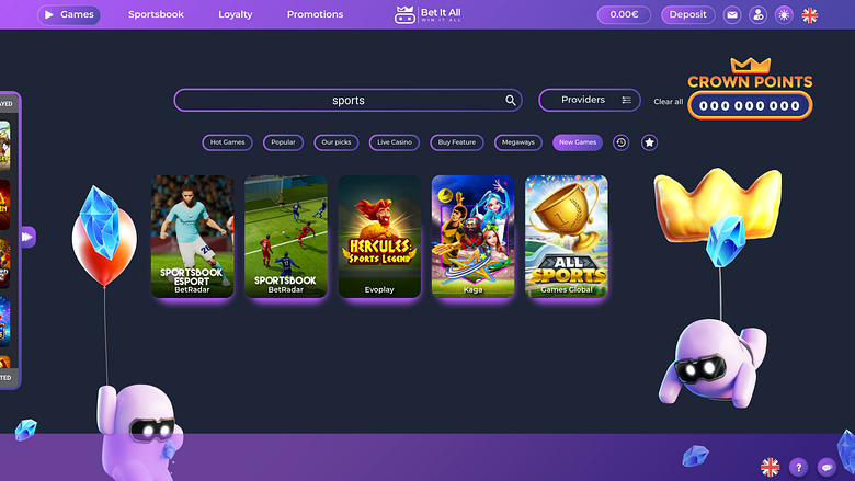 Спорт на компьютере Bet It All Casino