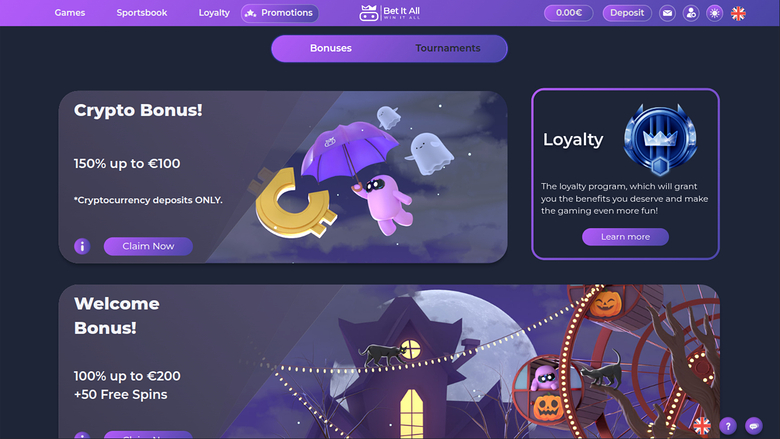 Promotions de Bet It All Casino sur ordinateur