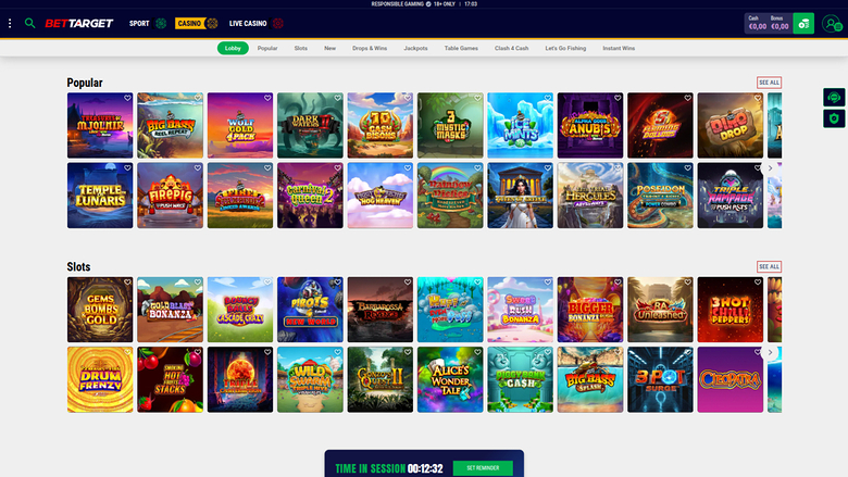 Juegos de casino de Bet Target en escritorio