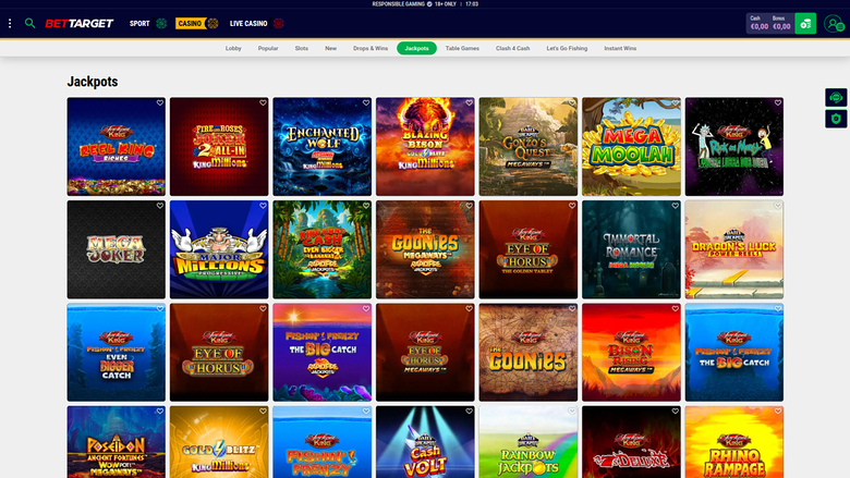 Botes de casino de Bet Target en escritorio