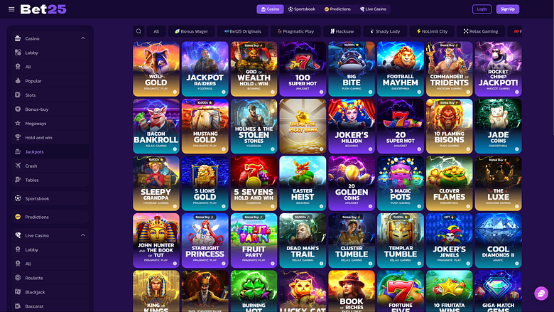 Bet25 Casino Jackpot Desktop
