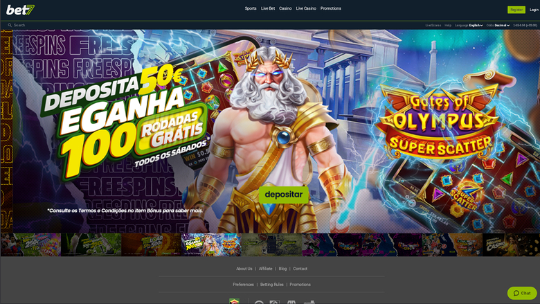 bet7 Casino Startseite Desktop