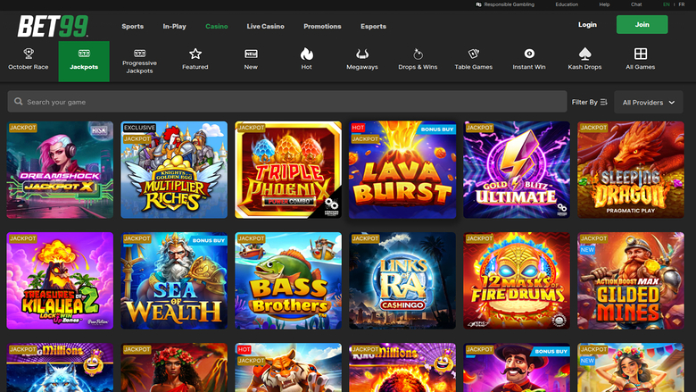 Bote de Bet99 Casino en escritorio