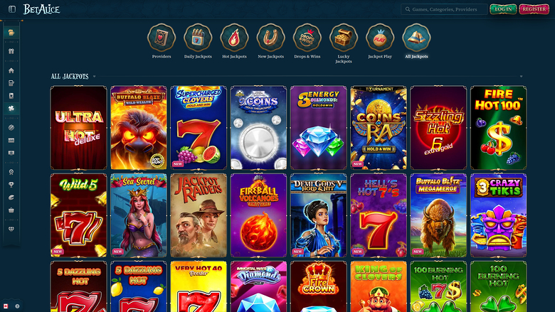 BetAlice Casino Desktop-Jackpot