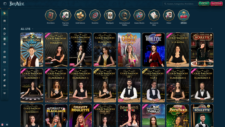 BetAlice Casino Desktop-Live-Dealer