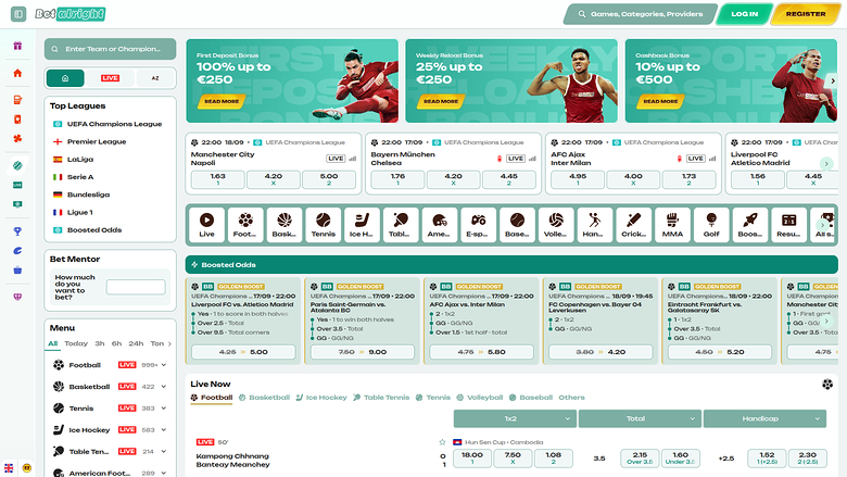 Betalright Casino Desktop-Sportwetten