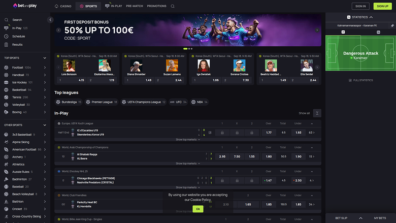 Ставки на спорт Betandplay Casino на компьютере