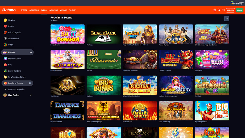 Jogos para desktop do Betano Casino