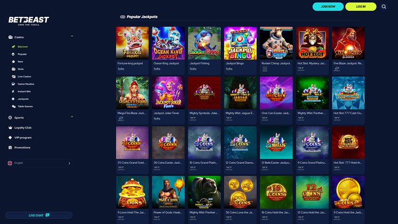 Jackpot sur ordinateur de BetBeast