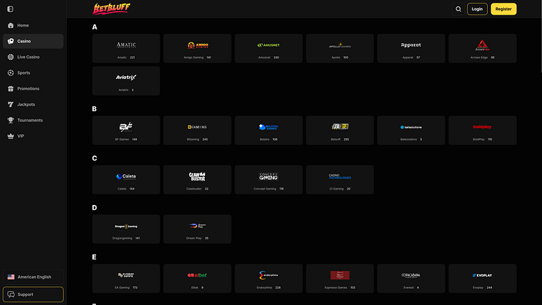 Sviluppatori di giochi per computer desktop di BetBluff Casino