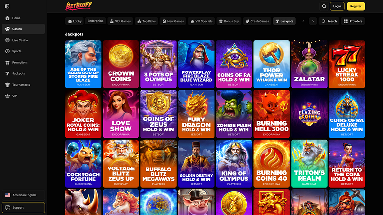 Jackpot da desktop del casinò BetBluff