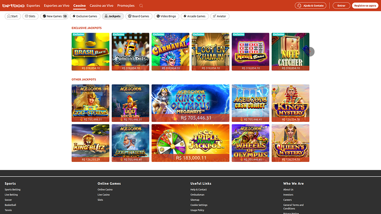 Jackpot desktop di Betboo Casino