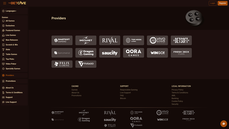 Développeurs de jeux de bureau de BetCave Casino